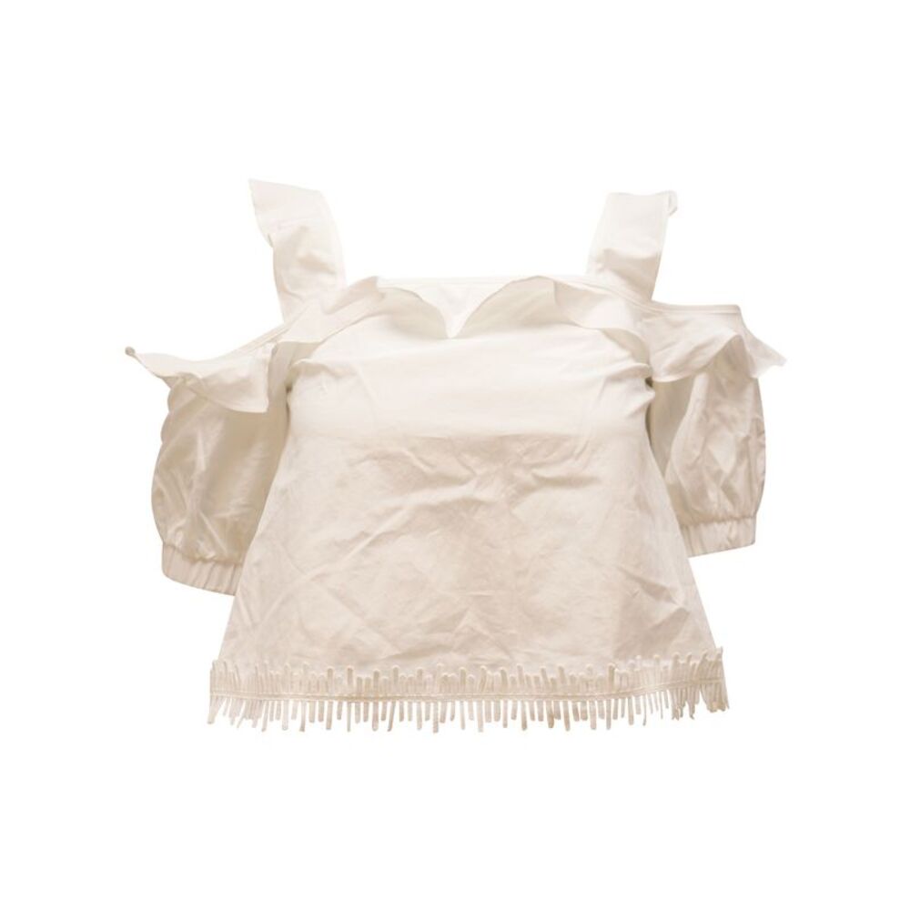 Nicholas Cold Shoulder Top in White Cotton